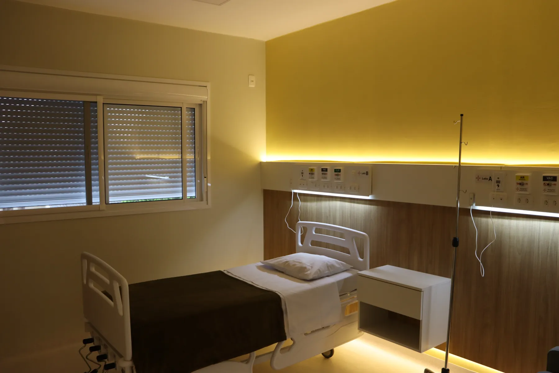 Quarto de internação da Unidade Santa Rita